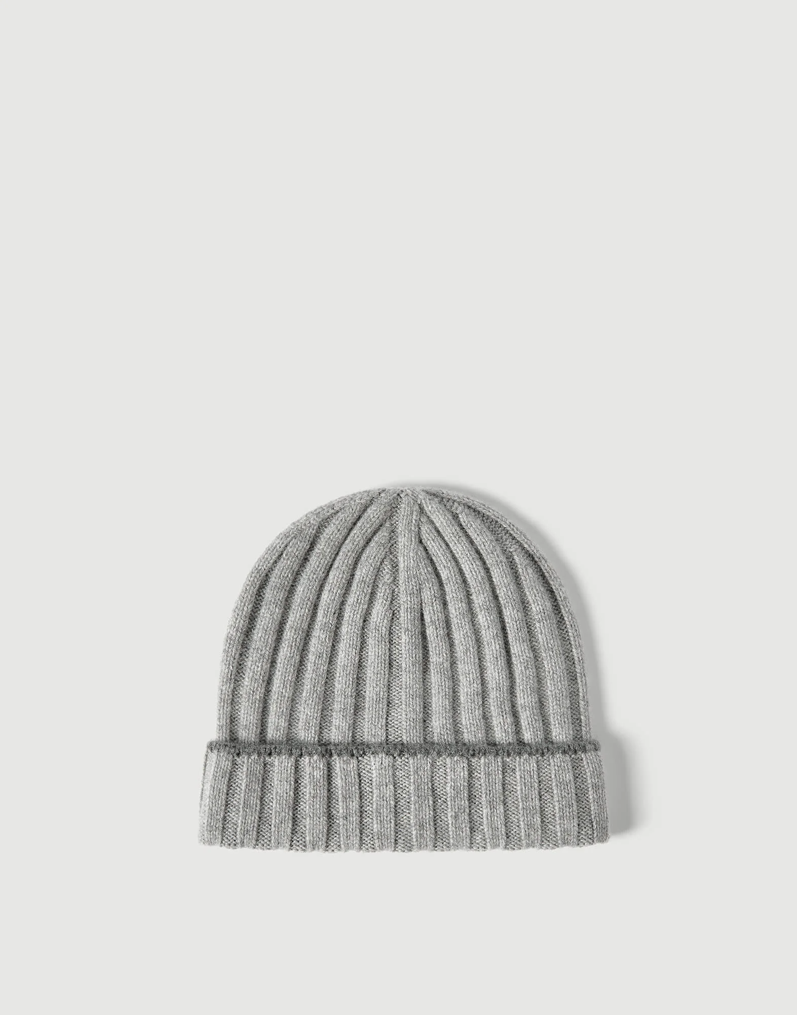 Cashmere rib knit beanie - 1