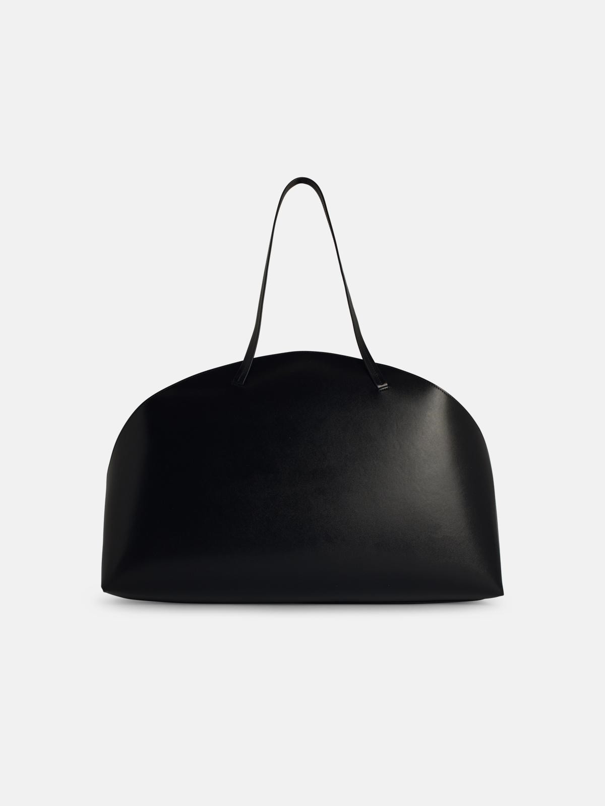 'CURVE' LARGE BLACK LEATHER CROSSBODY BAG - 3