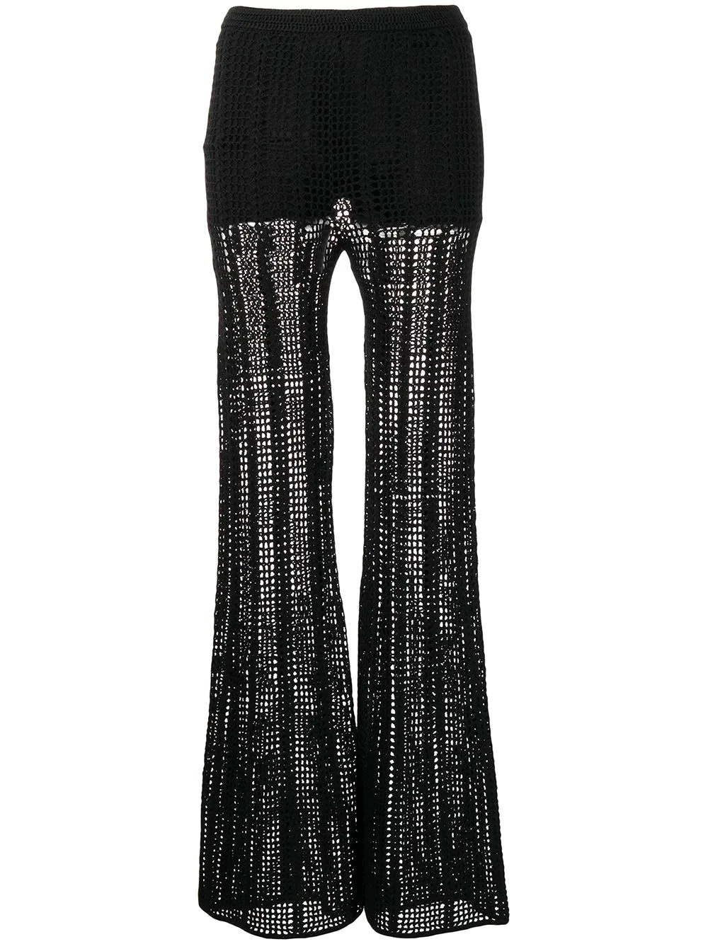 crochet-knit flared trousers - 1