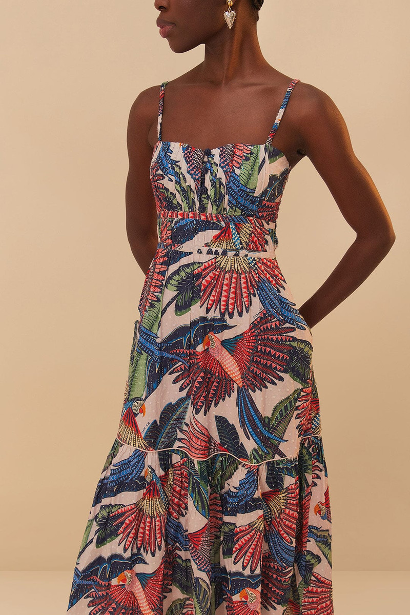 Pink Macaw Flight Midi Dress 3
