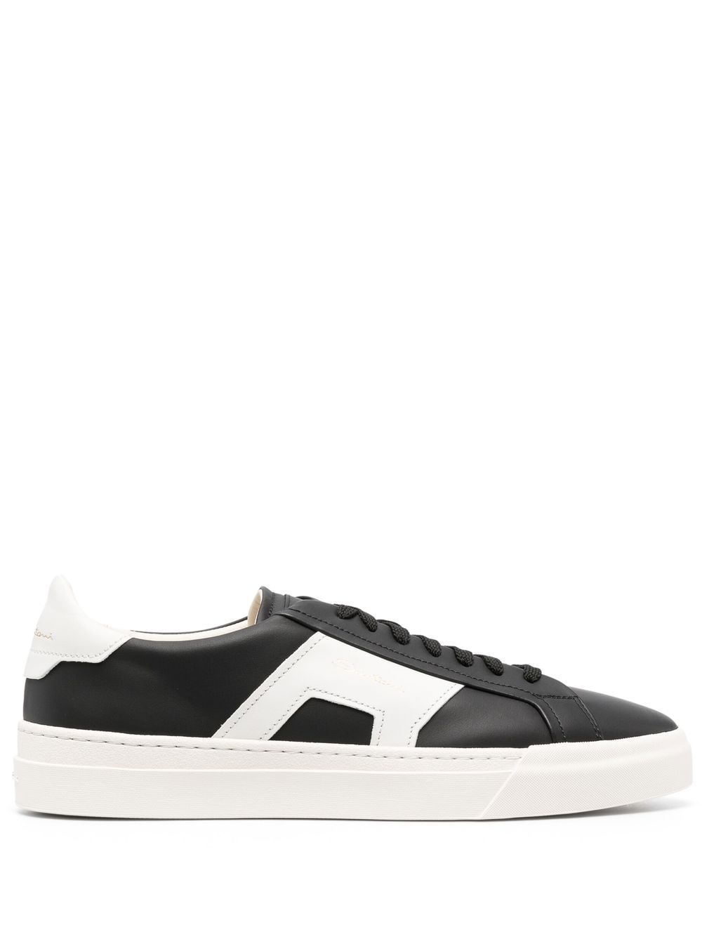 contrasting-panel leather sneakers - 1