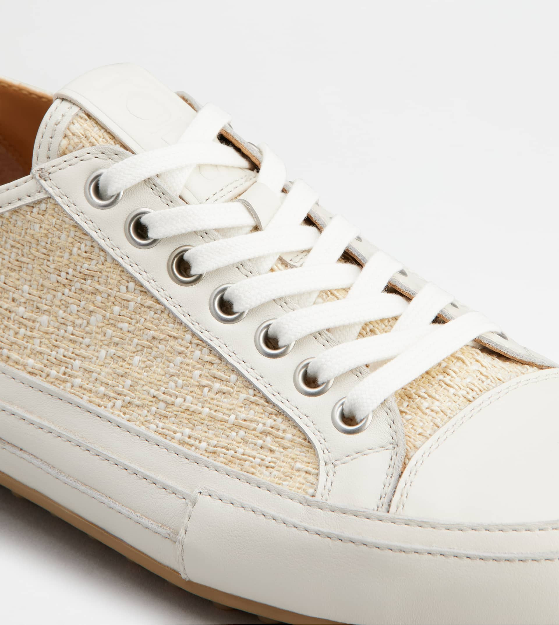 SNEAKERS IN FABRIC AND LEATHER - WHITE, BEIGE - 5
