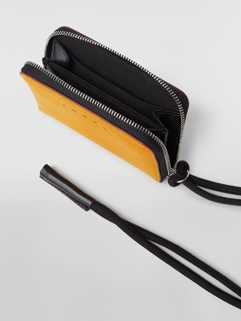 Marni BI-COLOURED YELLOW AND BLACK CALFSKIN MUSEO WALLET WITH SHOULDER STRAP outlook