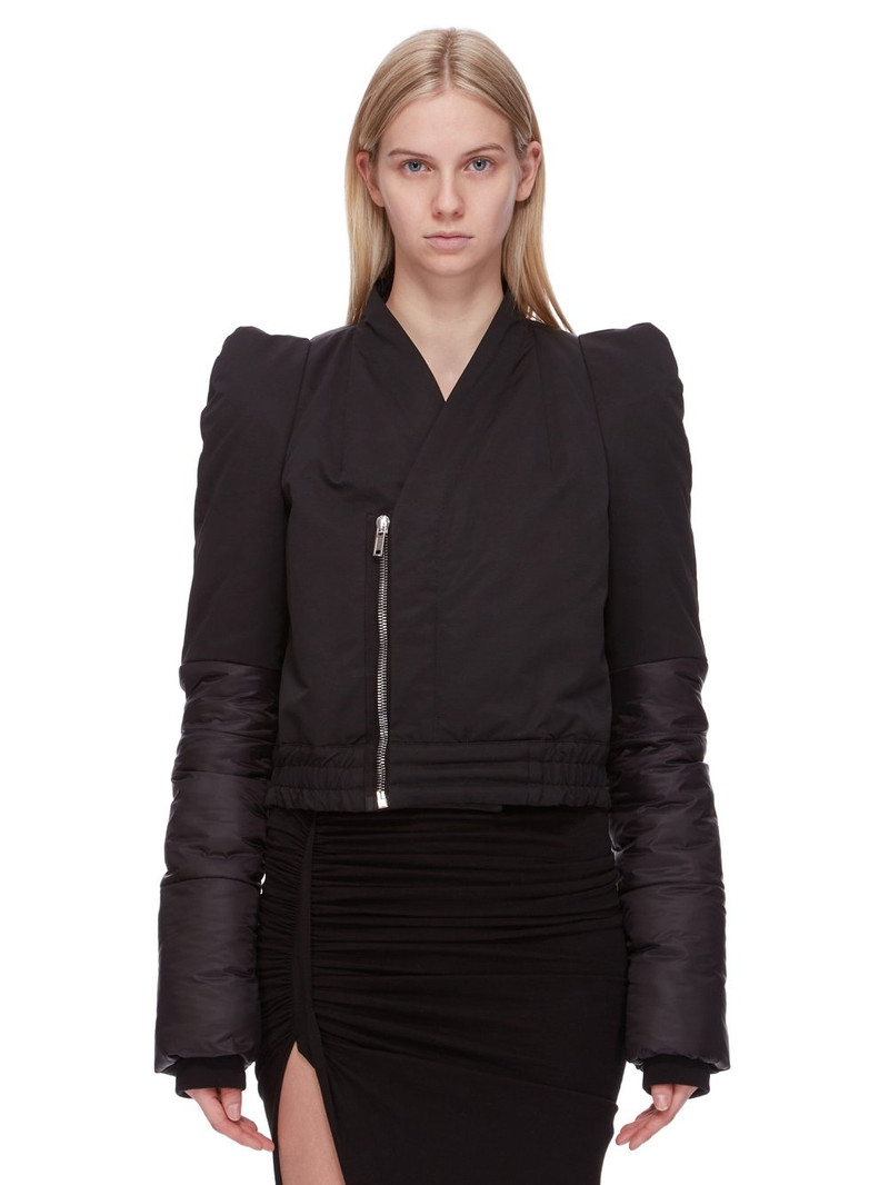 Metro asymmetric tie-detailed padded faille and shell jacket 1