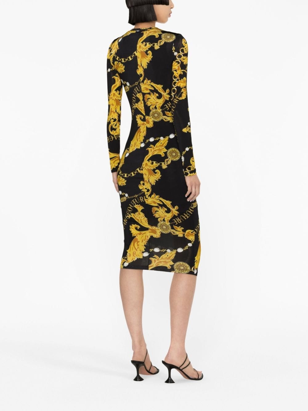 baroque-print midi dress - 4