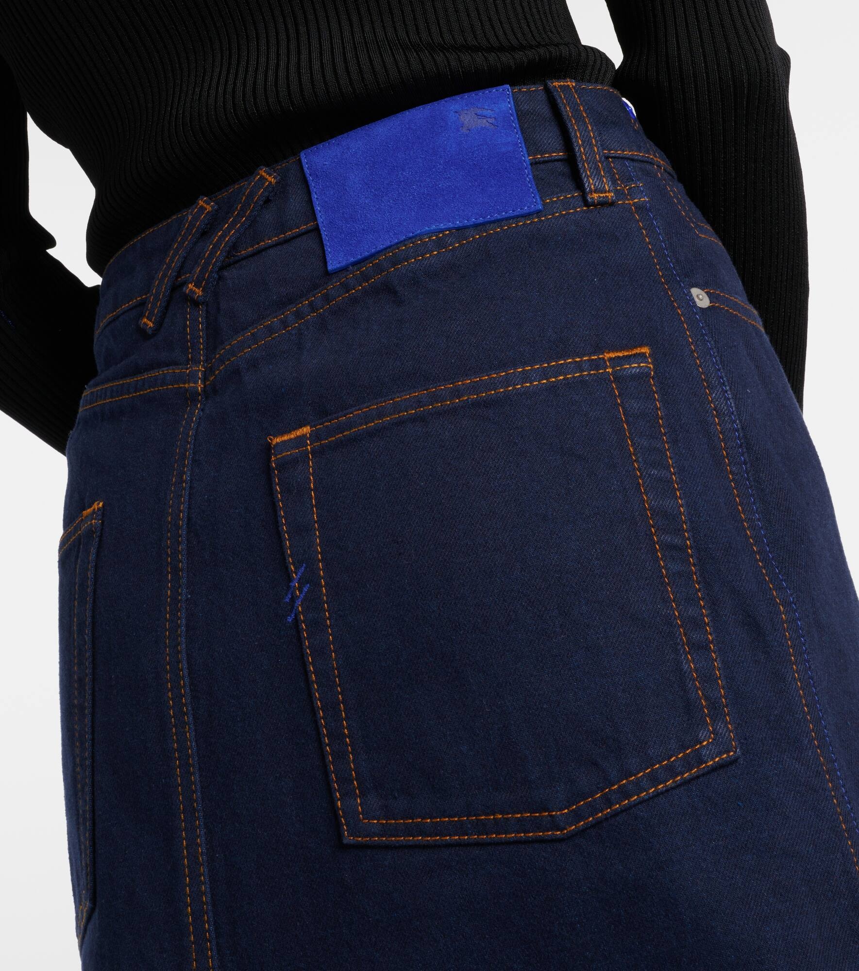 High-rise denim midi skirt - 6