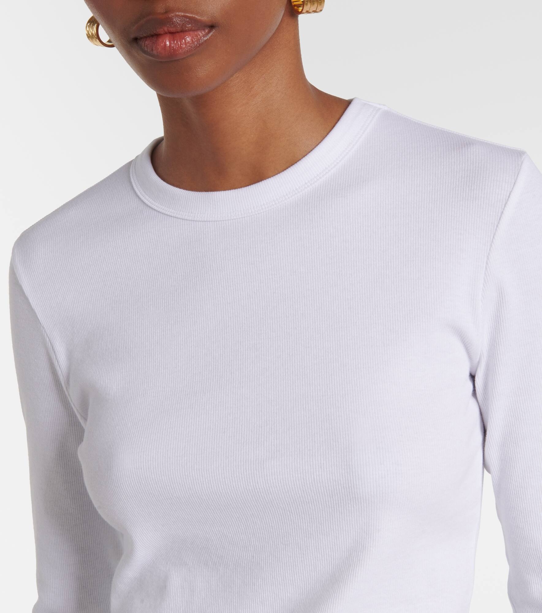 Ribbed-knit cotton-blend jersey top - 4