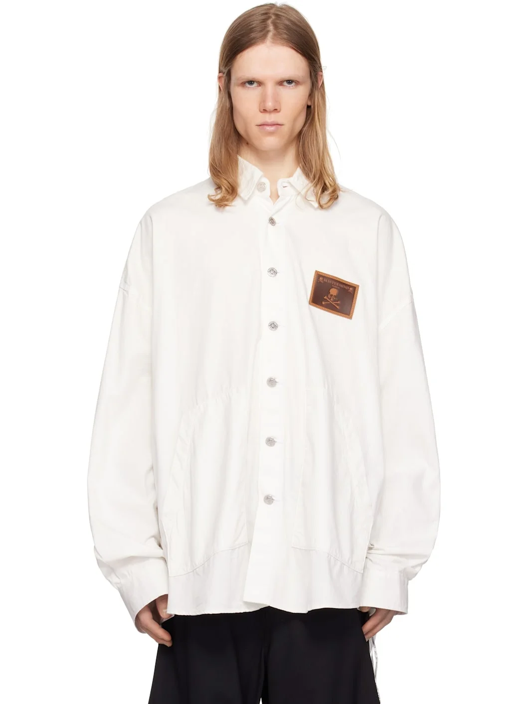 White Big Denim Shirt - 1