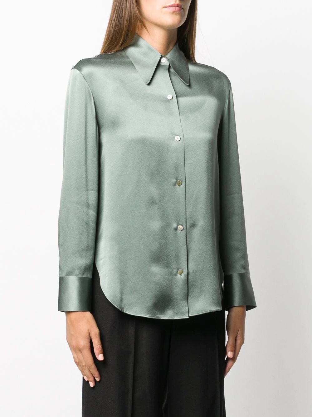 long-sleeved fitted silk blouse - 3