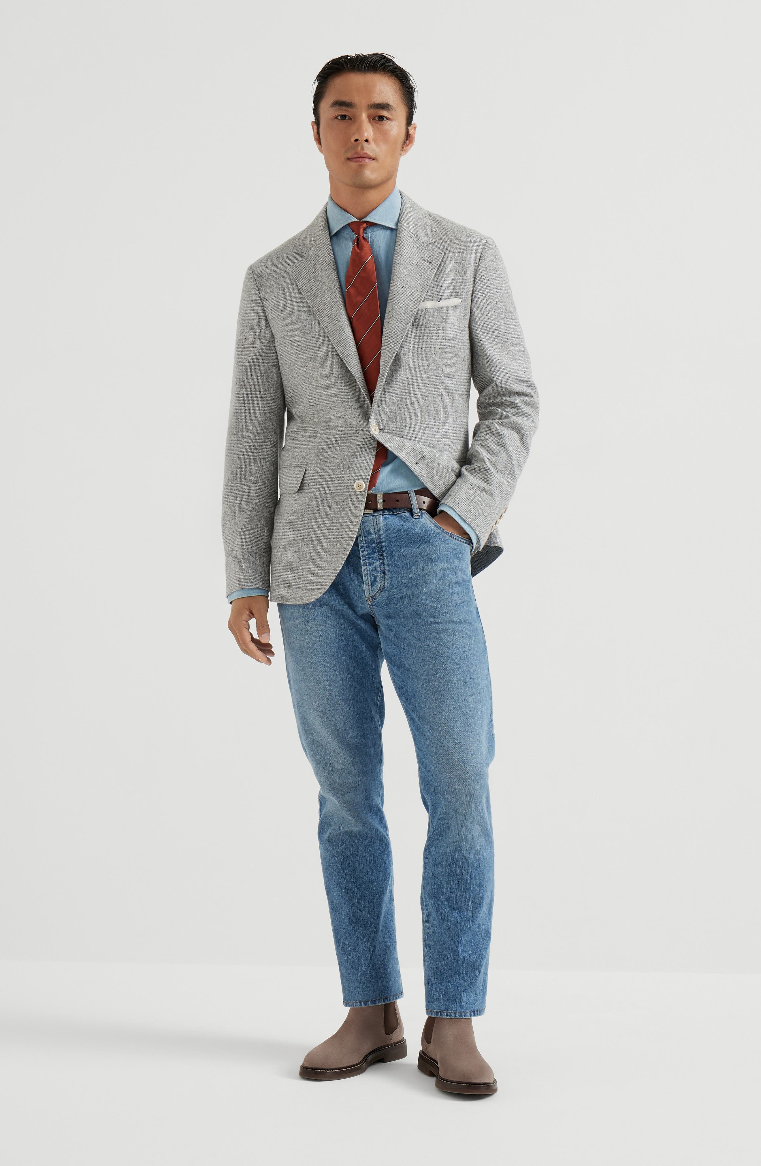 Brunello Cucinelli Slim fit five-pocket trousers in Light Denim at Nordstrom - 5
