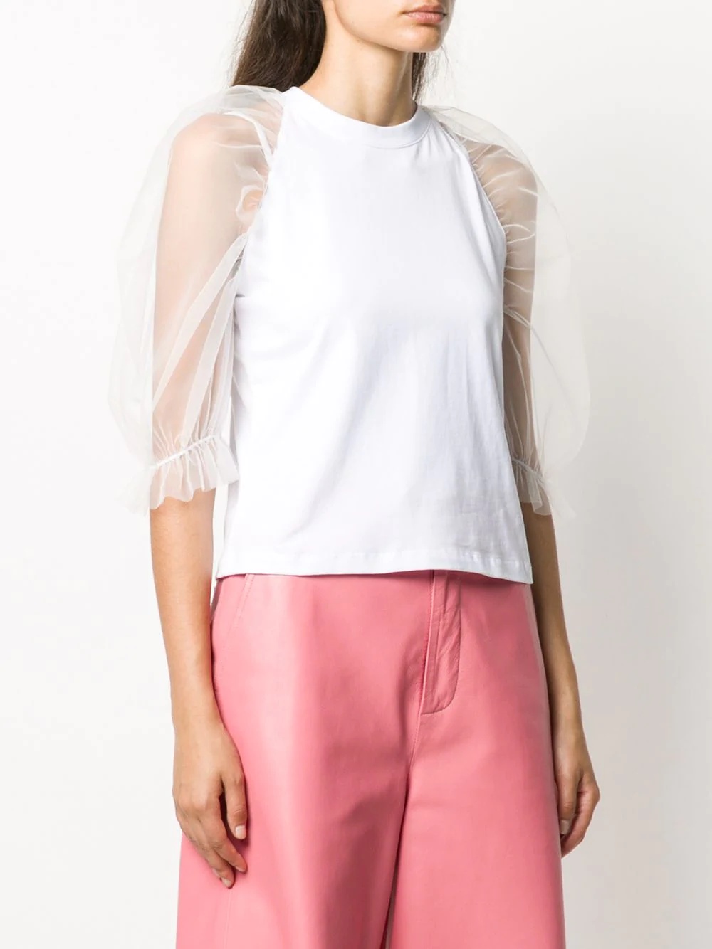 tulle cold shoulder T-shirt - 3