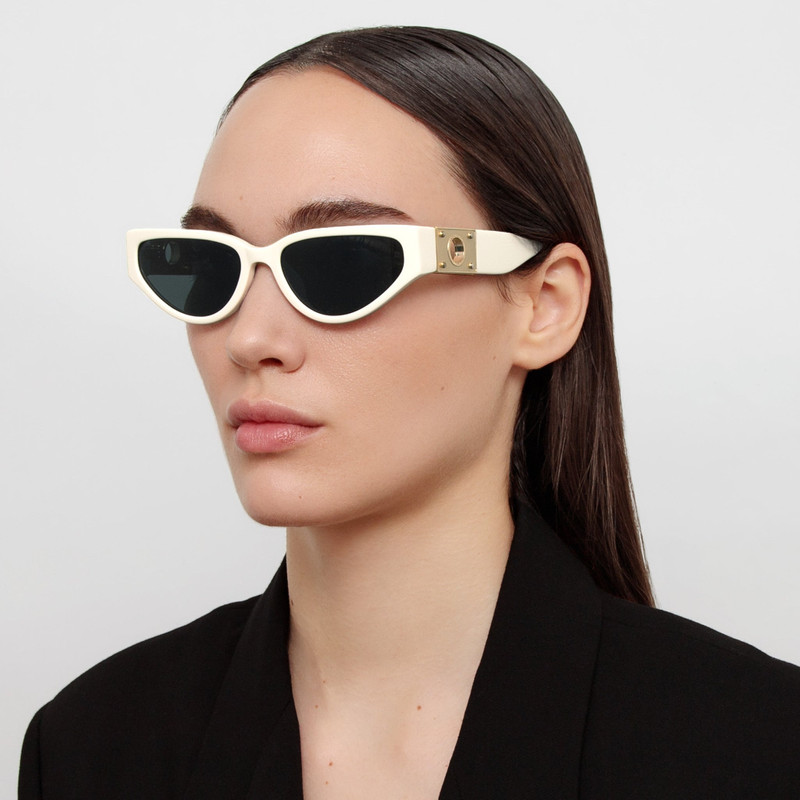 LINDA FARROW TOMIE CAT EYE SUNGLASSES IN WHITE outlook