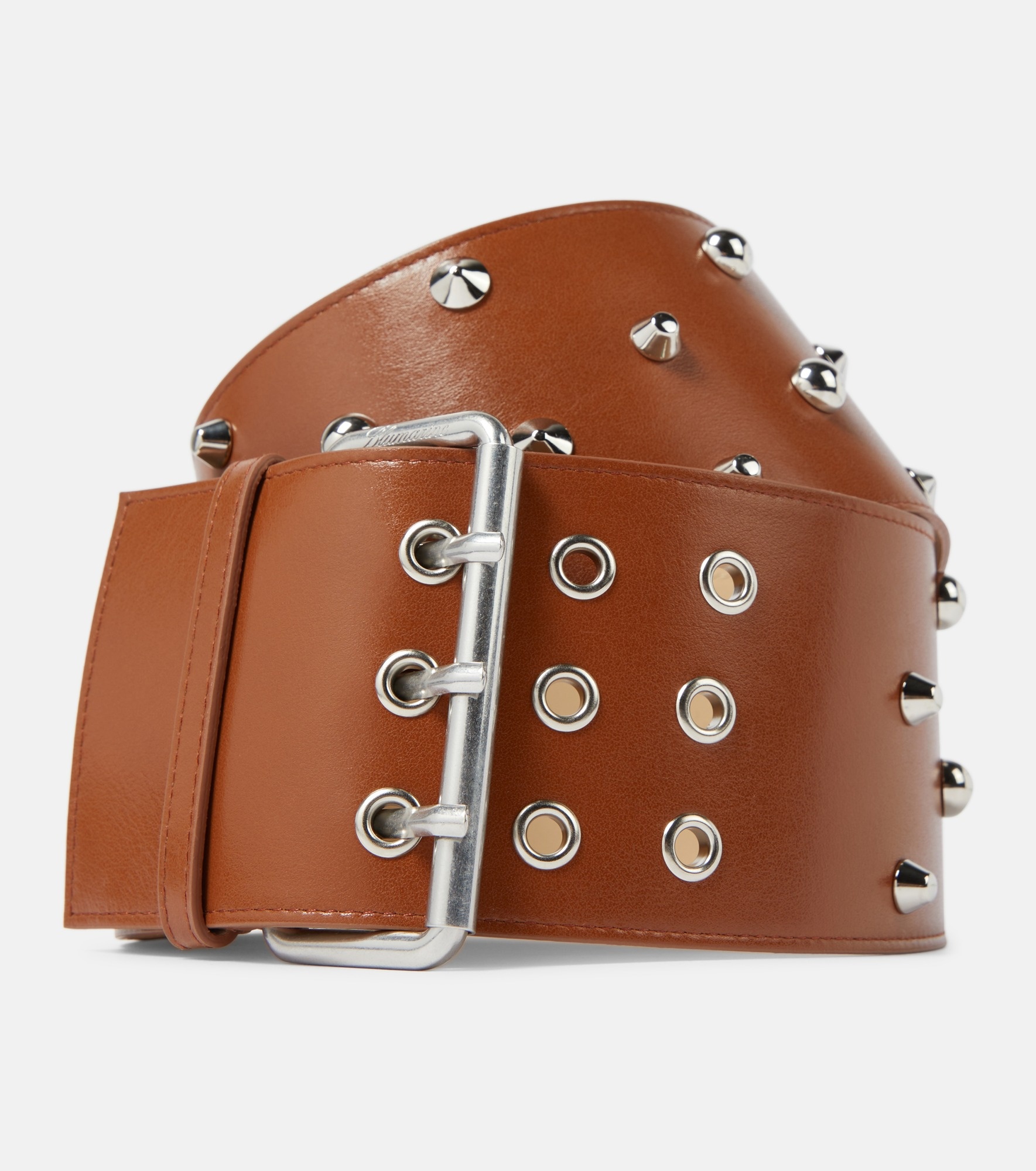 Wide studded leather belt - 3