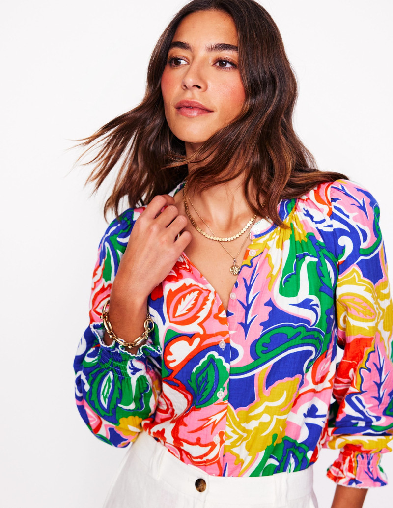 Evie Double Cloth Top-Multi, Foliage Twirl 5
