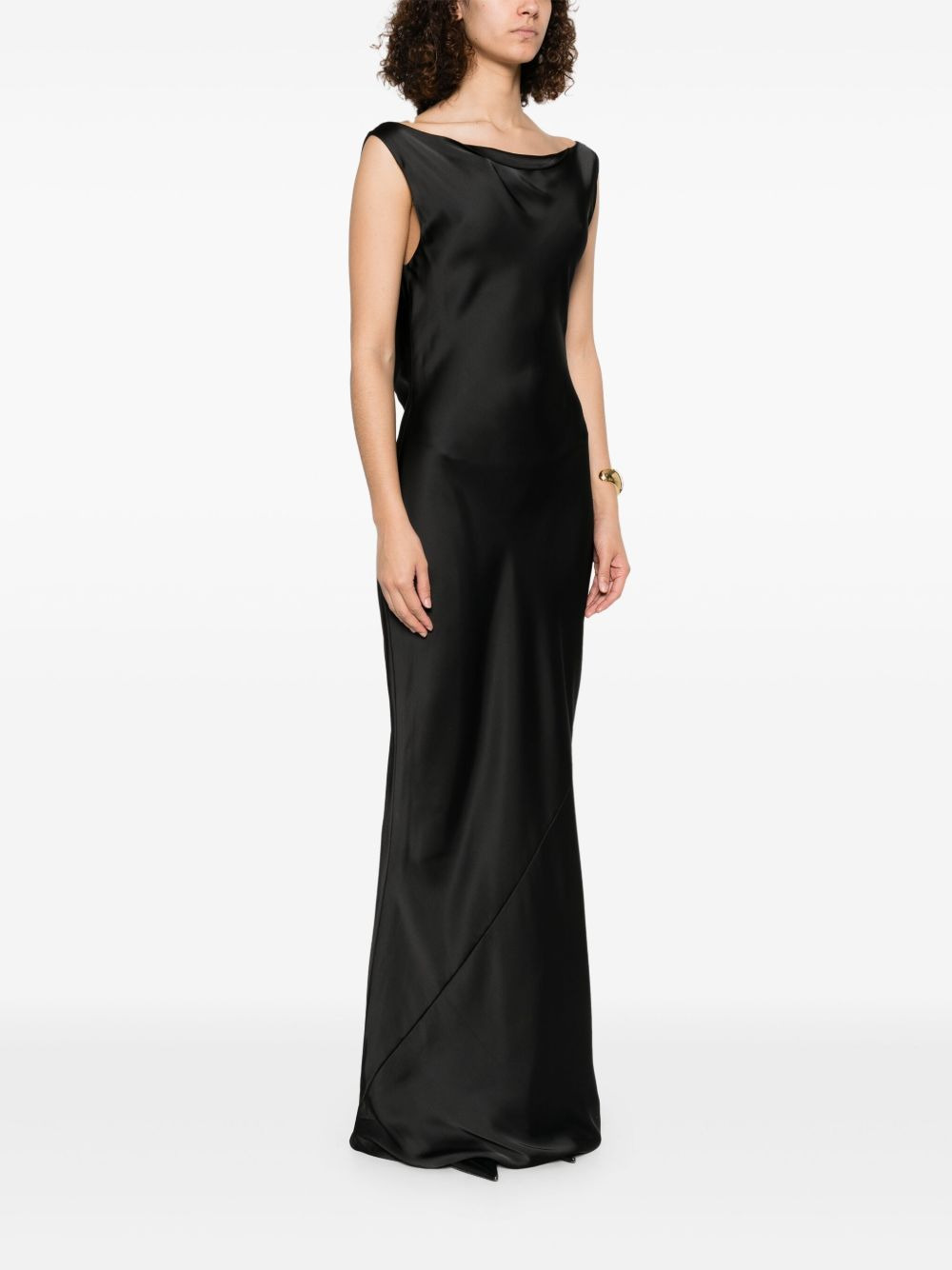 draped sleeveless gown - 3
