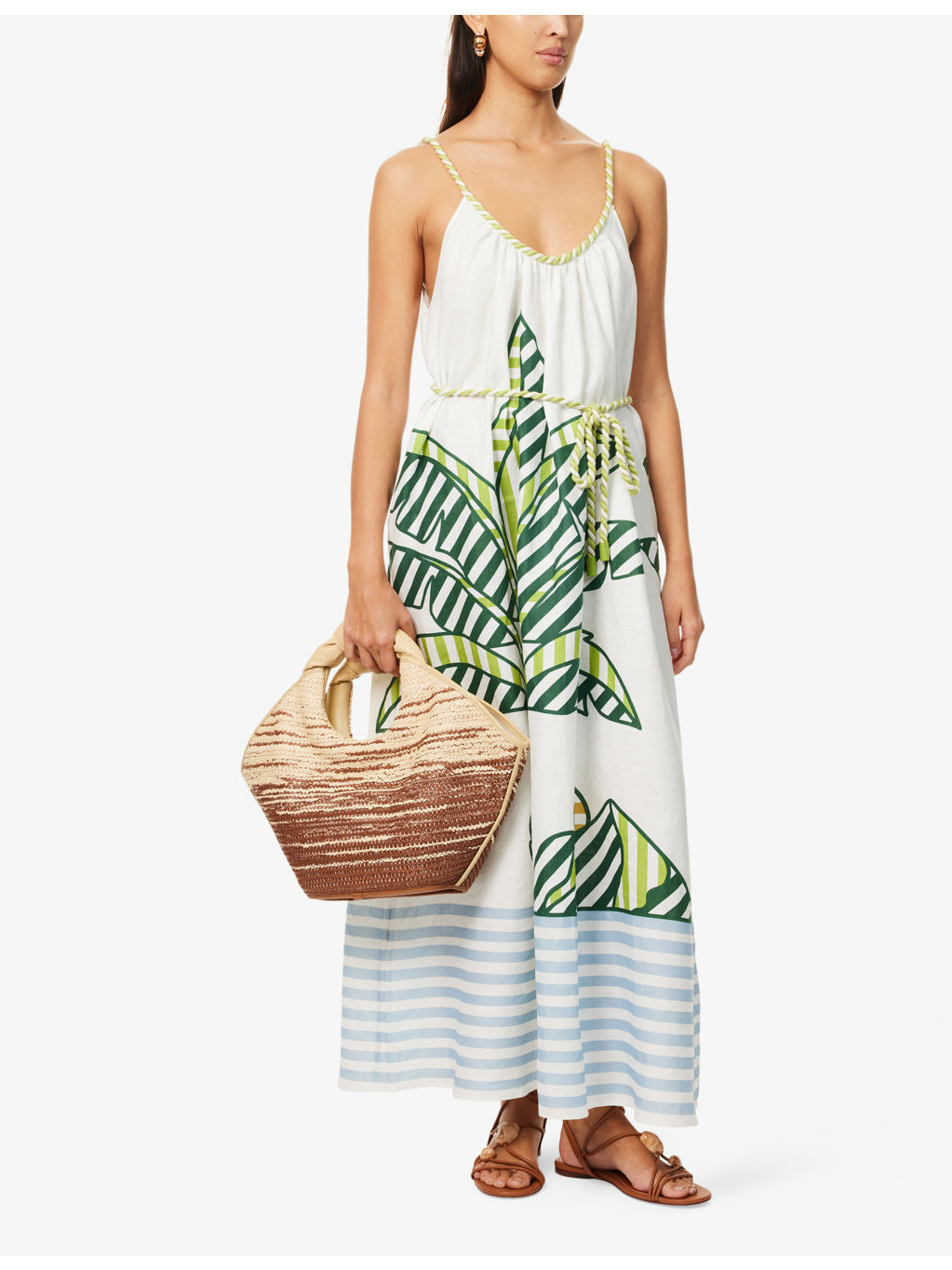 Banana Tree Shoulder-Straps Linen Maxi Dress - 2
