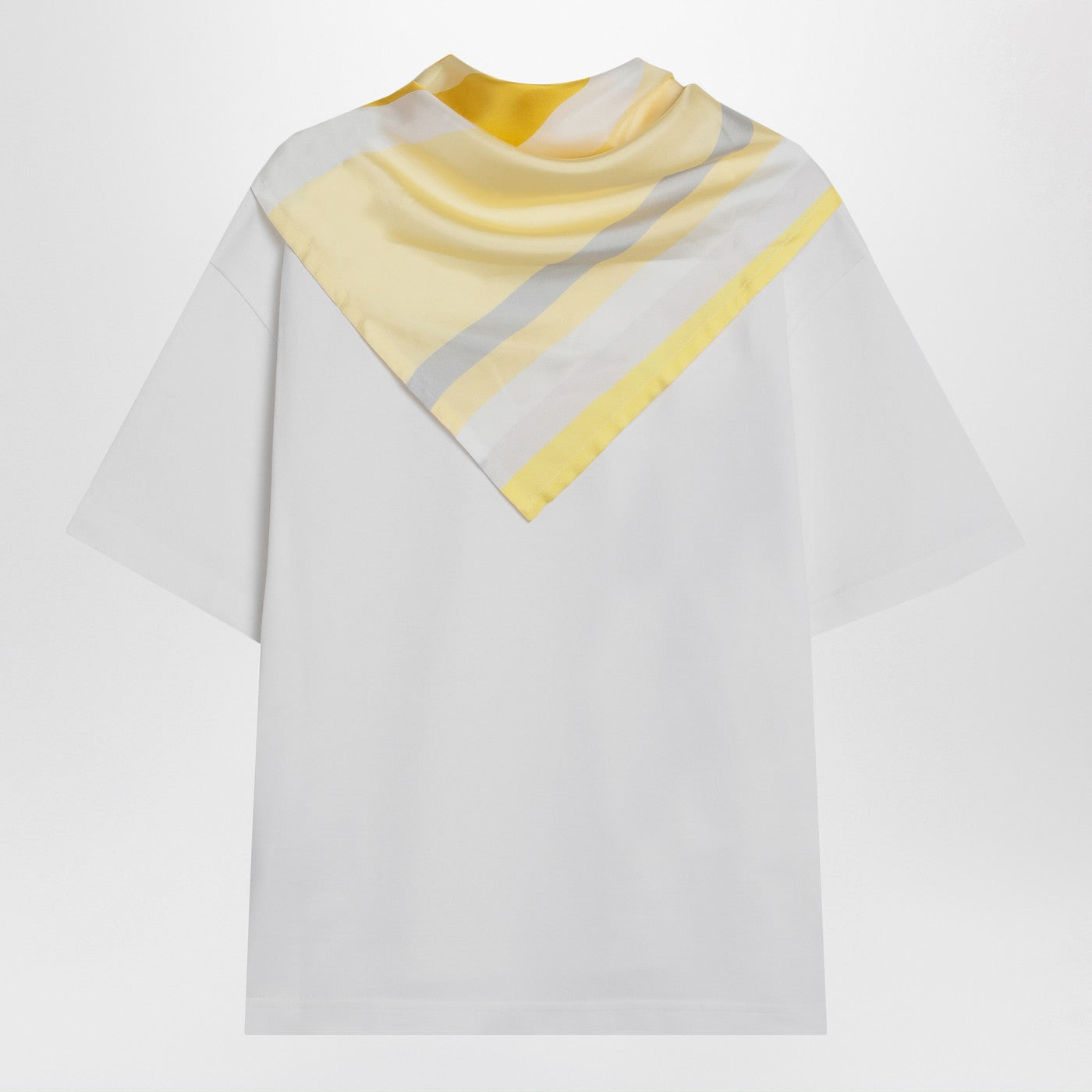 Bottega Veneta Women White T-Shirt With Silk Scarf - 2