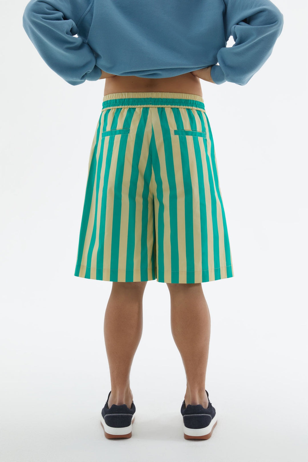 SHORT ELASTIC PANTS WITH GREEN & YELLOW STRIPES - 4