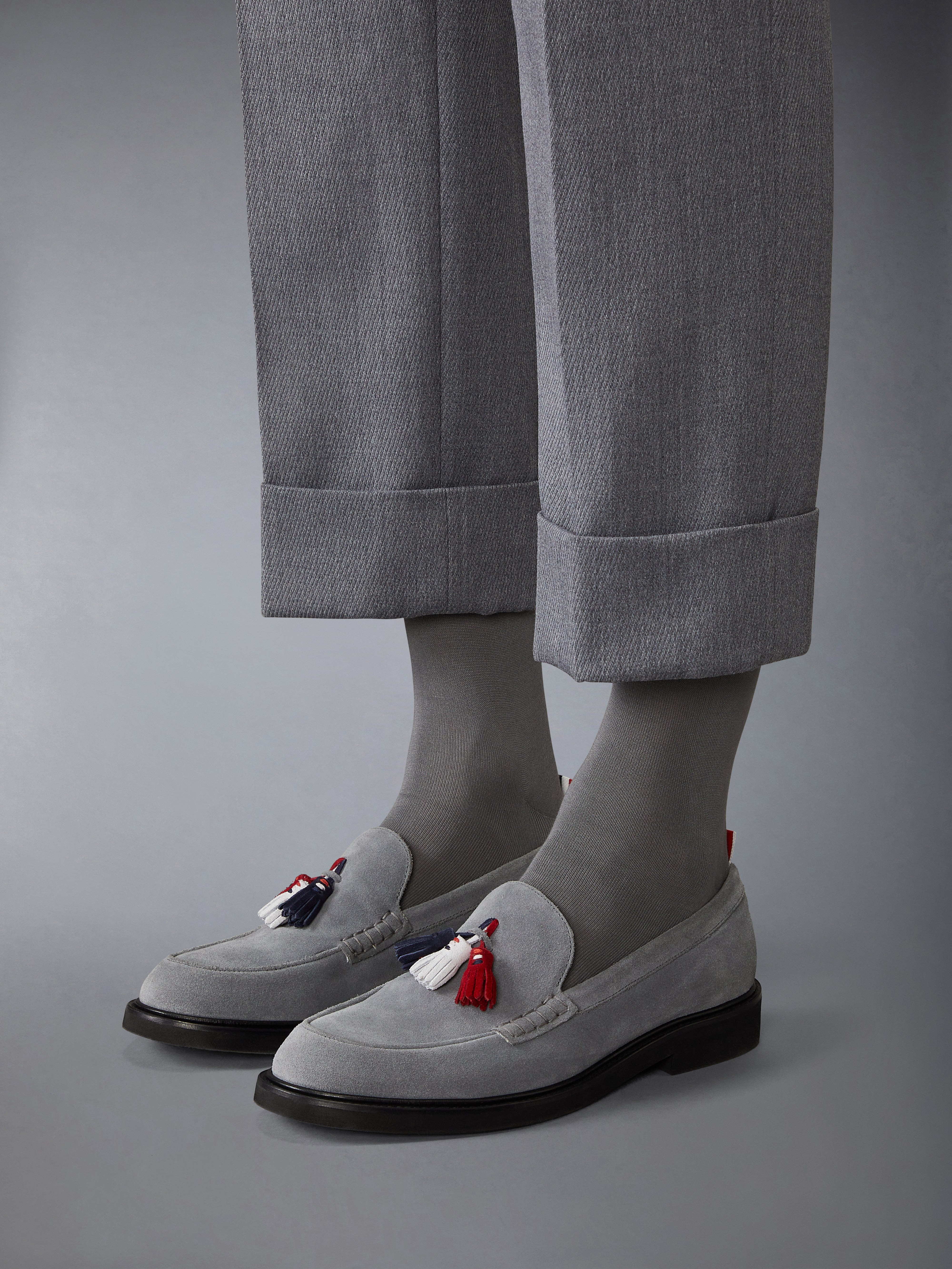 CALF SUEDE RWB TASSEL LOAFER - 4