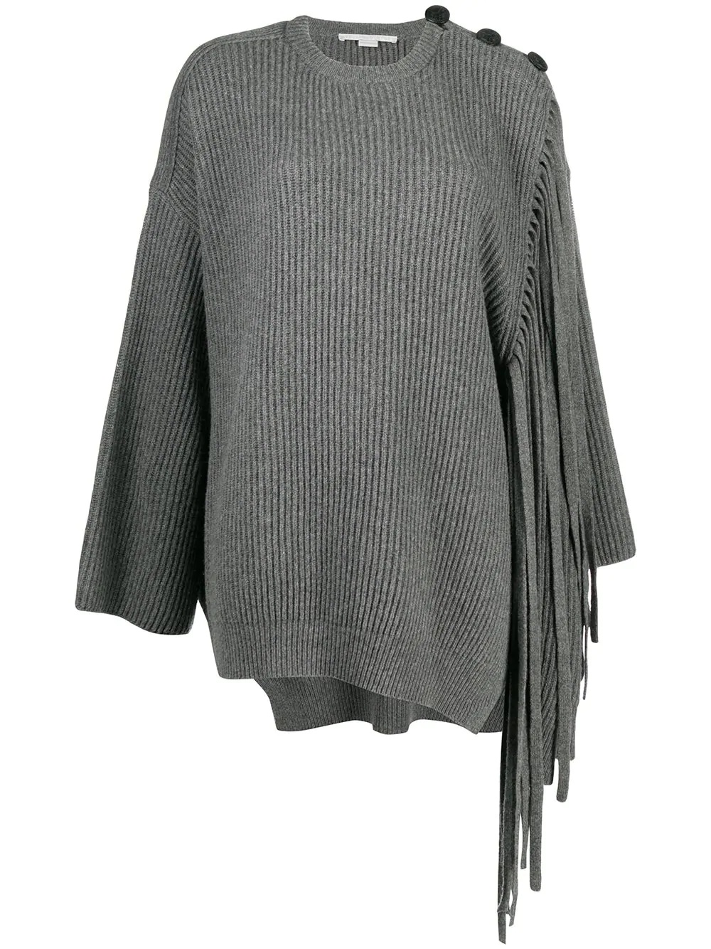 fringed asymmetric crew neck jumper - 1