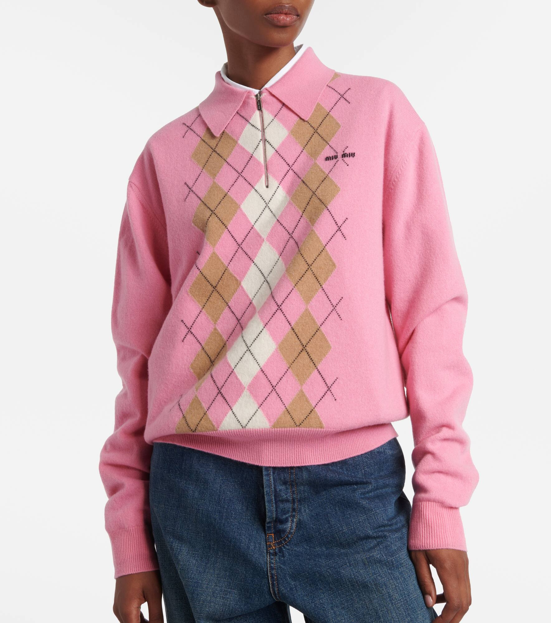Argyle cashmere polo sweater - 5