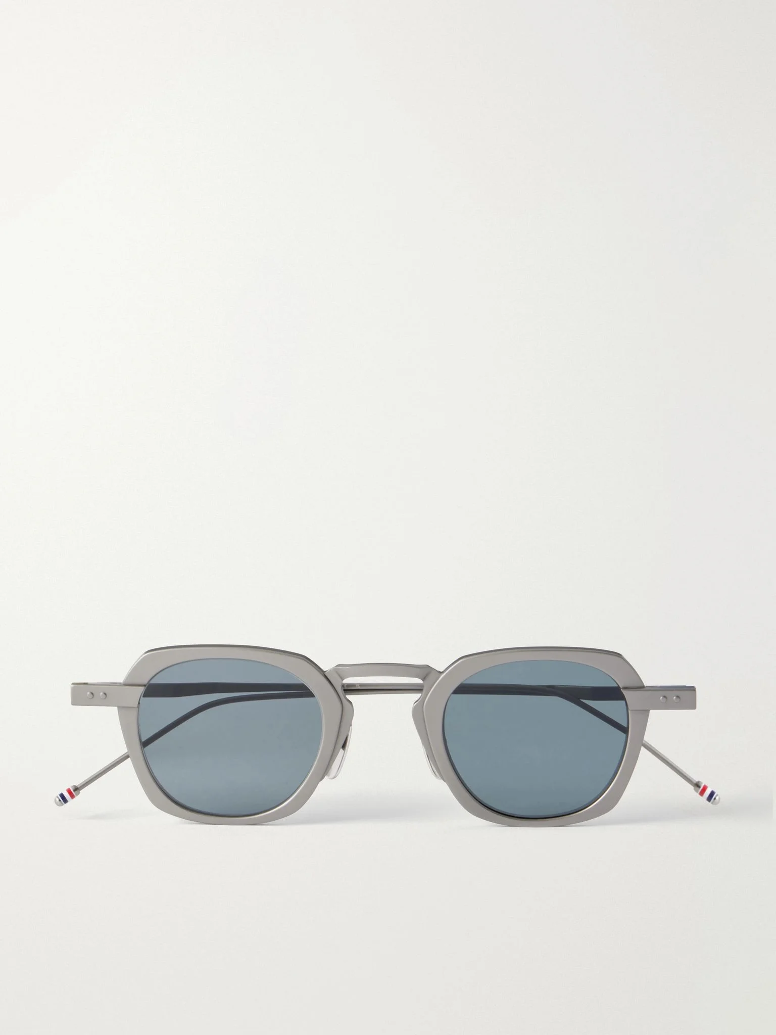 Square-Frame Silver-Tone Titanium Sunglasses Silver - 1
