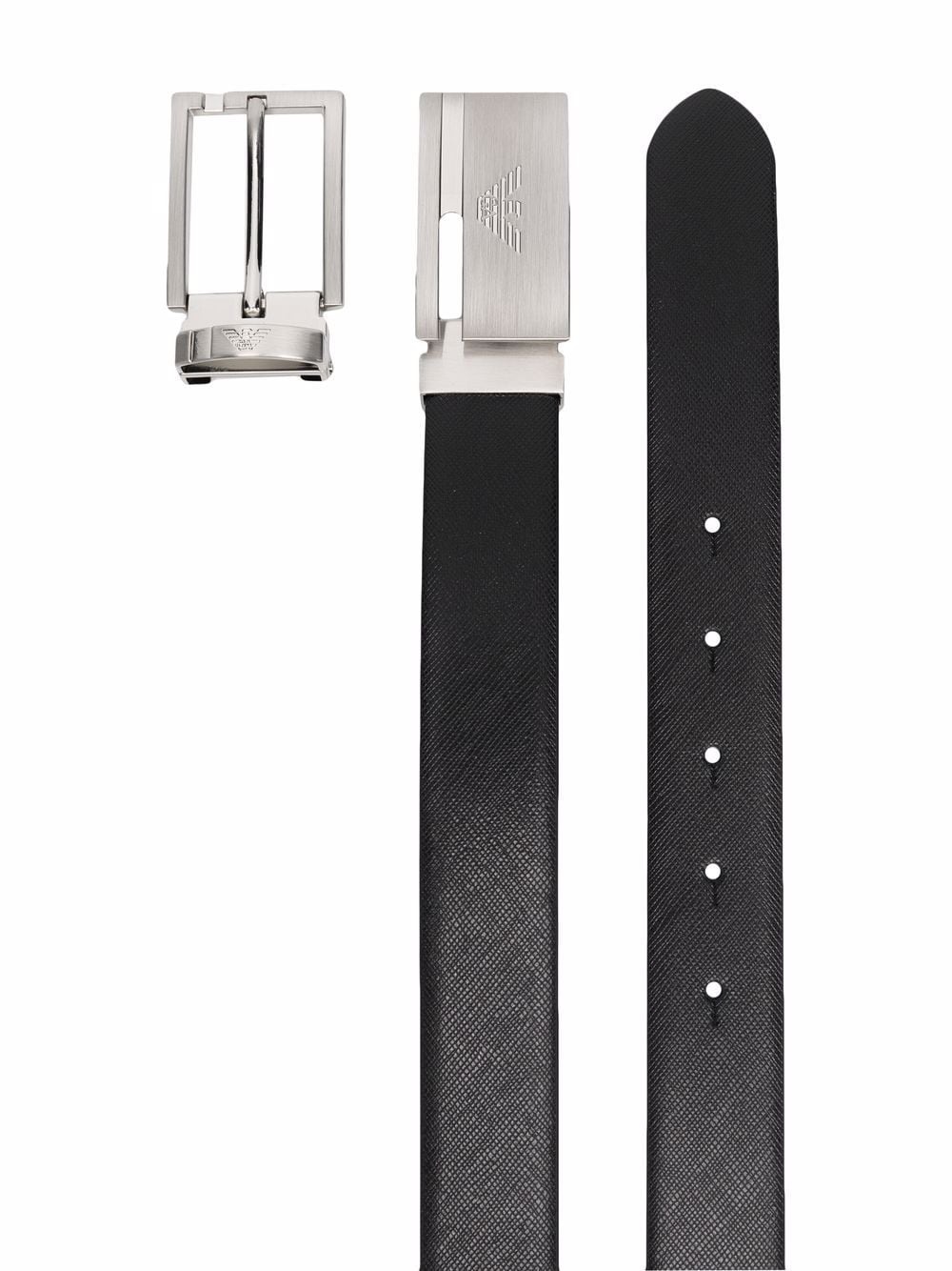 logo-buckle leather belt - 2