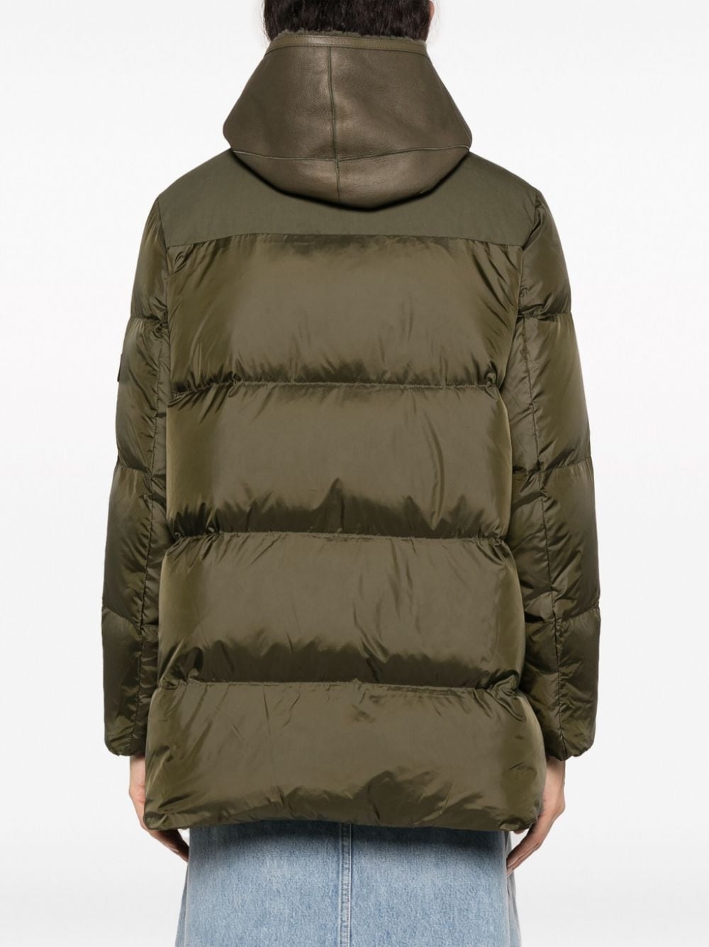 shearling-hood down jacket - 4