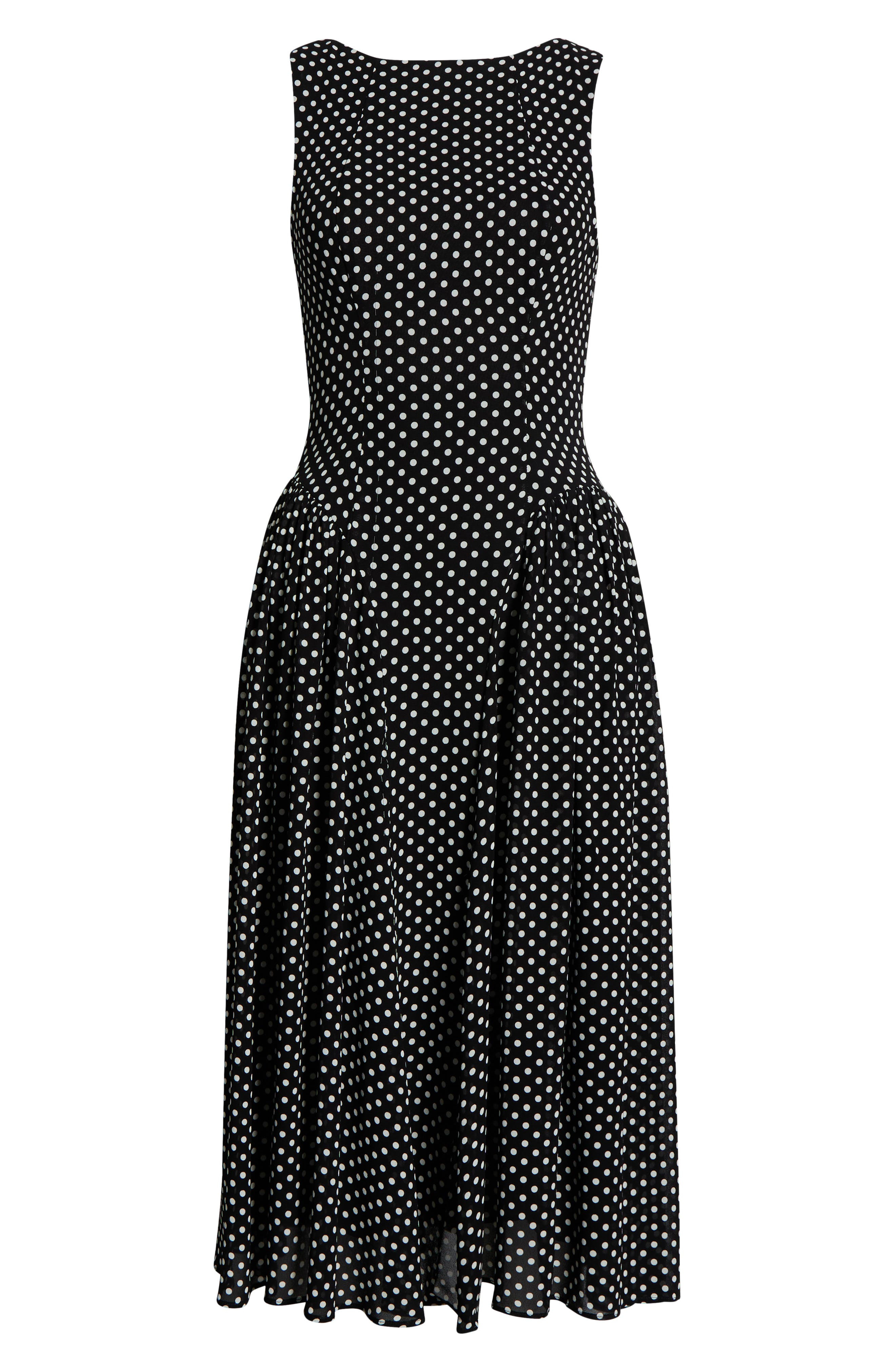 Reformation Anelis Polka Dot Sleeveless Fit & Flare Dress in Caviar Dot at Nordstrom - 5