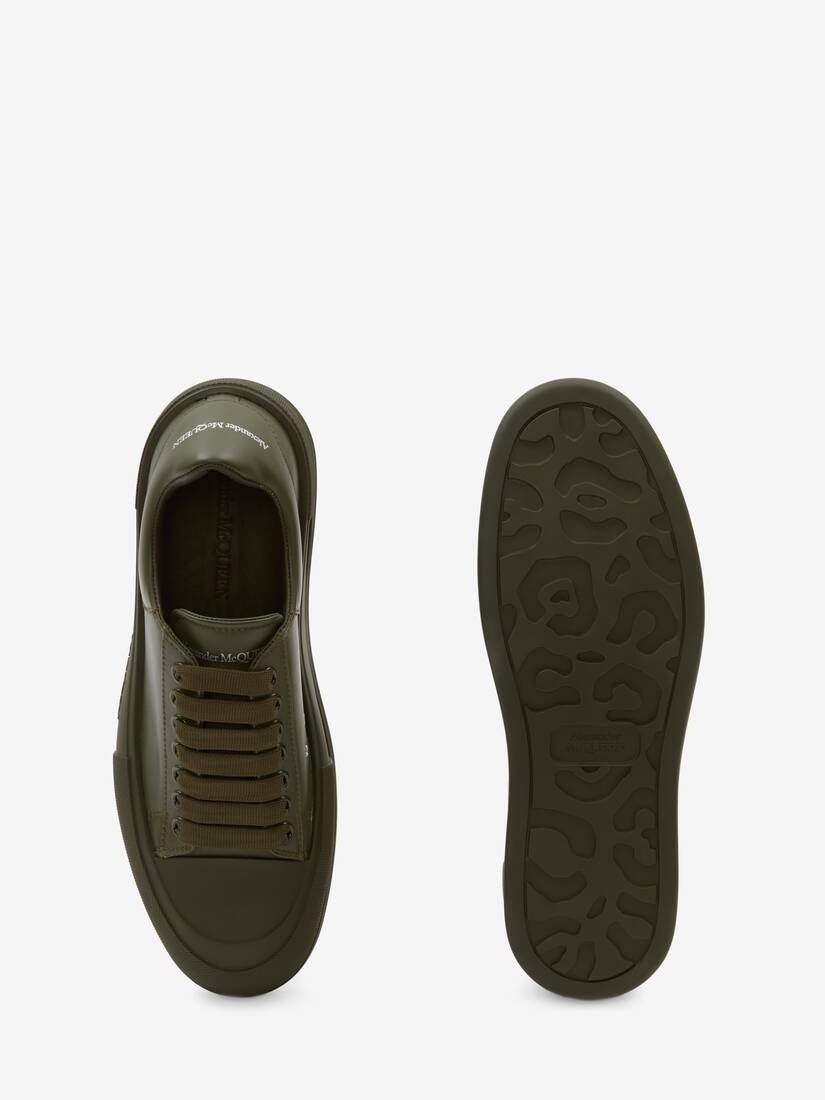 Deck Lace-up Plimsoll in Khaki - 4