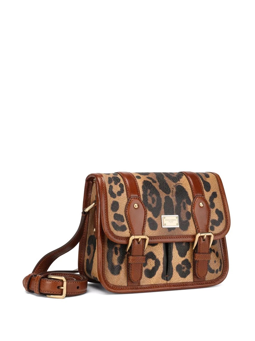 leopard-print leather satchel - 3