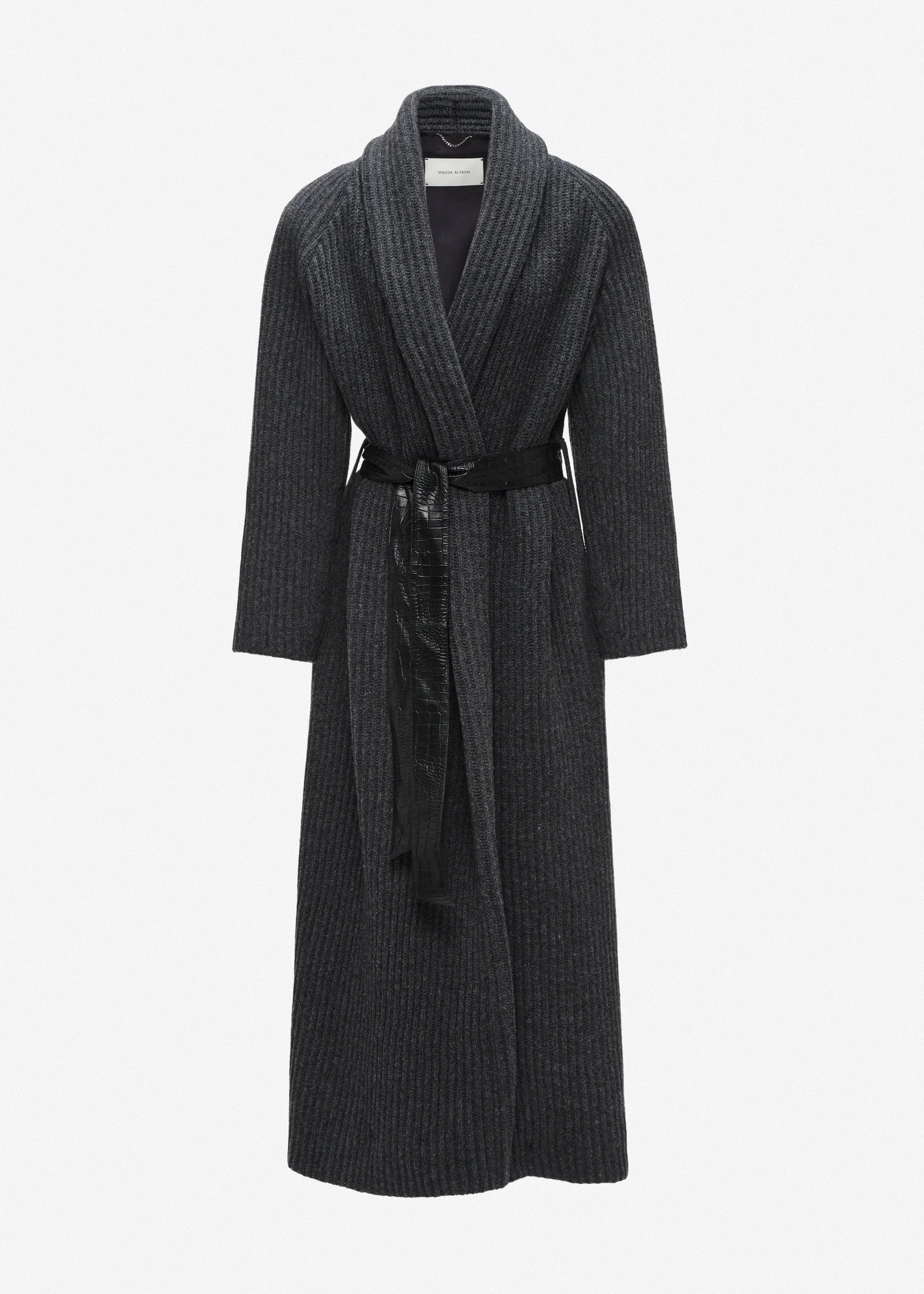 Wool wrap coat with leather belt - 1