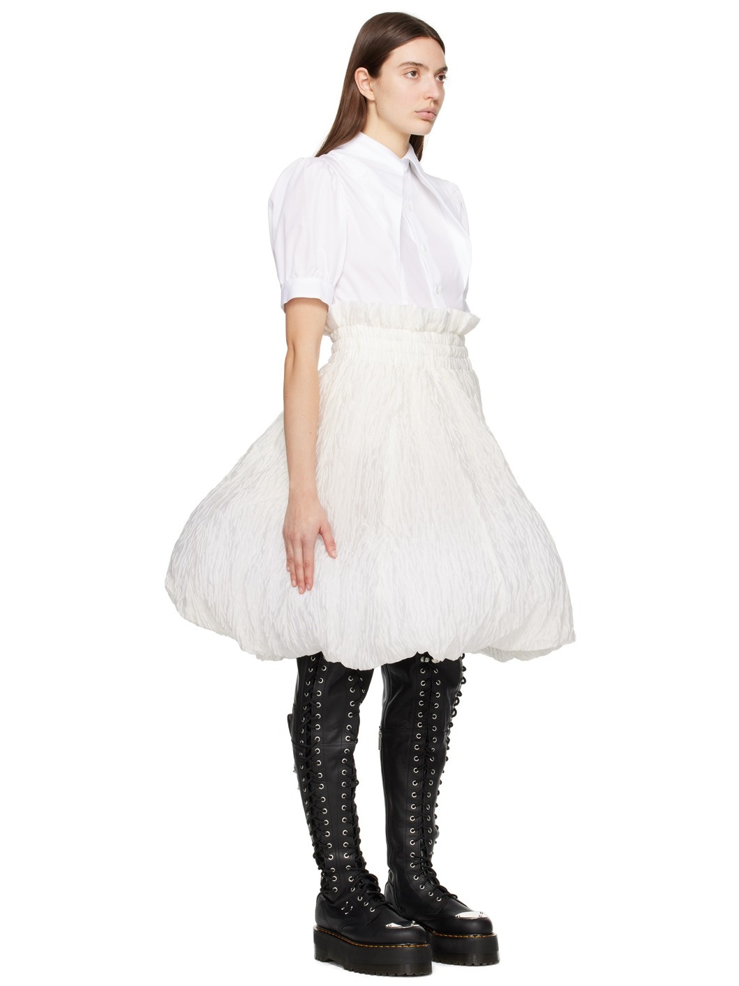 Off-White Bubble Hem Midi Skirt - 2