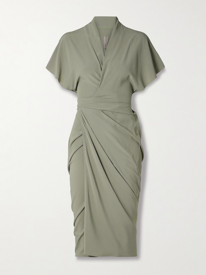 Draped Crepe Midi Wrap Dress 1