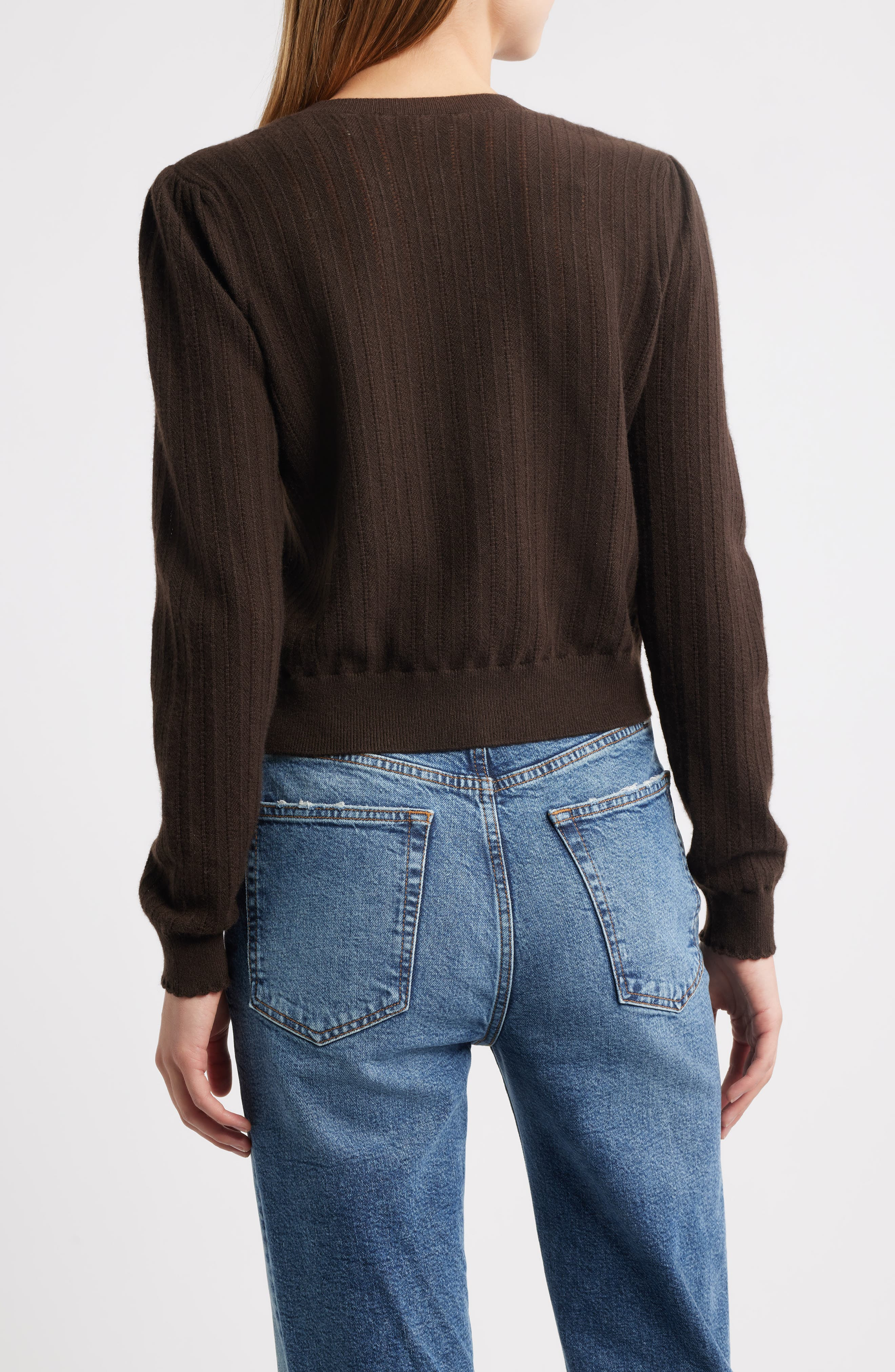 FRAME The Ladder Pointelle Cashmere Cardigan in Coffee at Nordstrom - 2