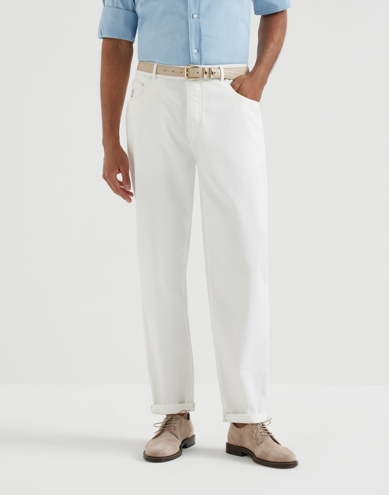 Garment-dyed five-pocket trousers in twisted cotton gabardine 2