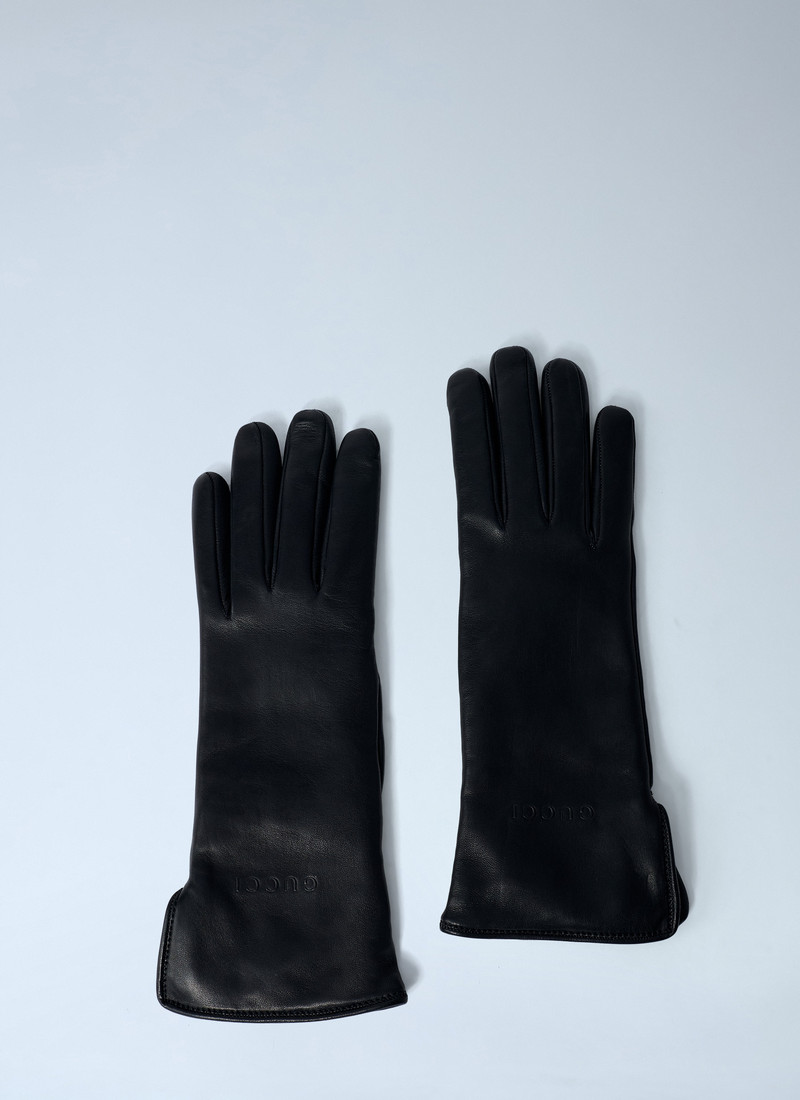 Gucci Women Logo Embossed Gloves - 1