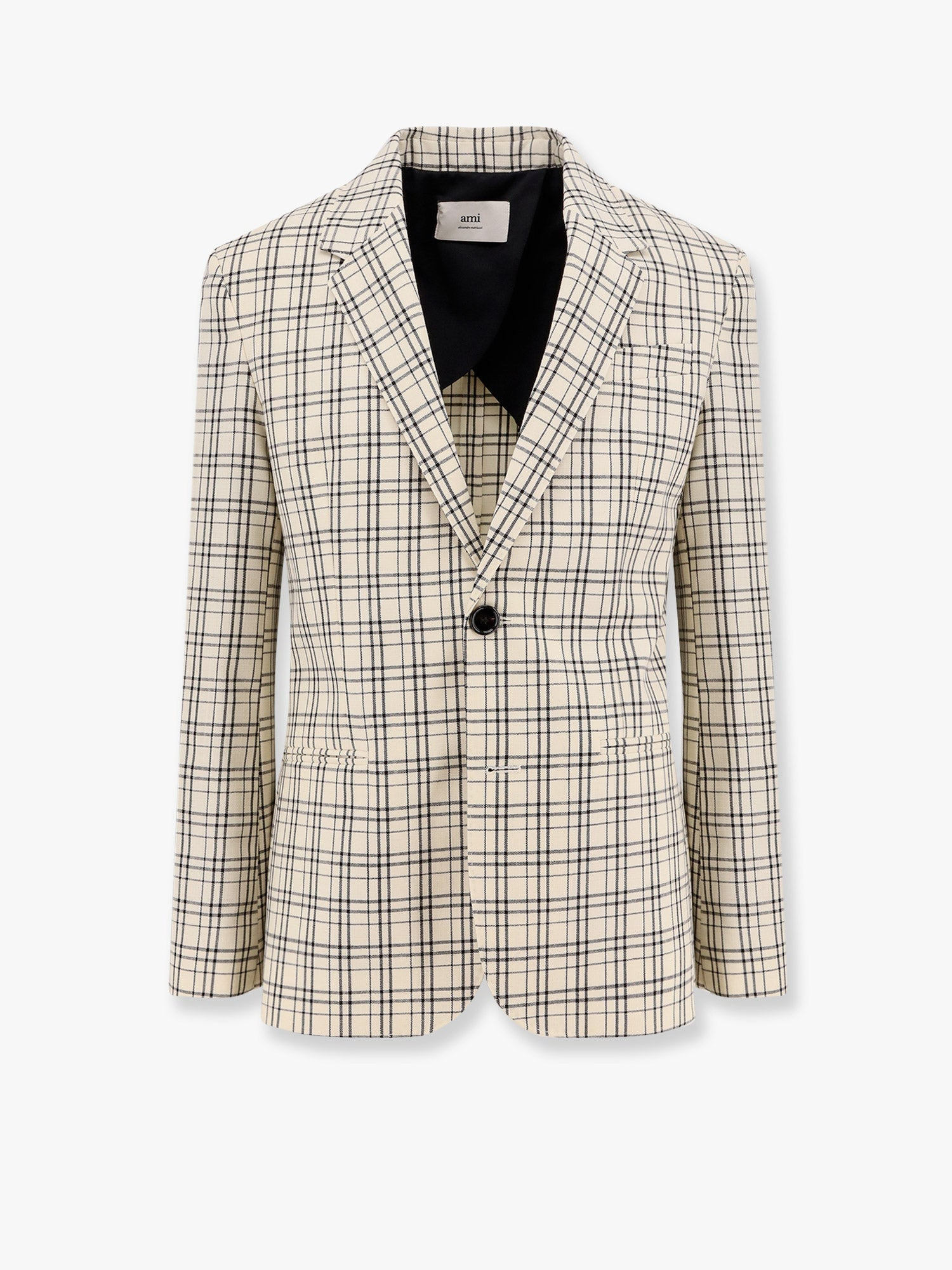Ami Paris Men Virgin Wool Blazer With Madras Motif - 1
