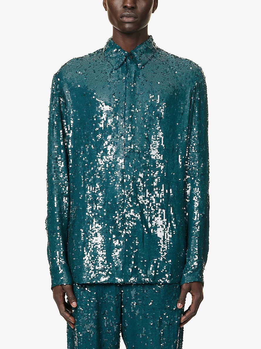 Sequinned regular-fit woven shirt - 3