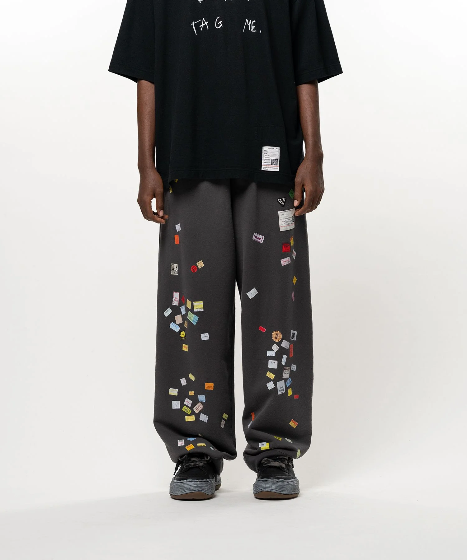Price Tag Sticker Printed Sweat Pants - 1