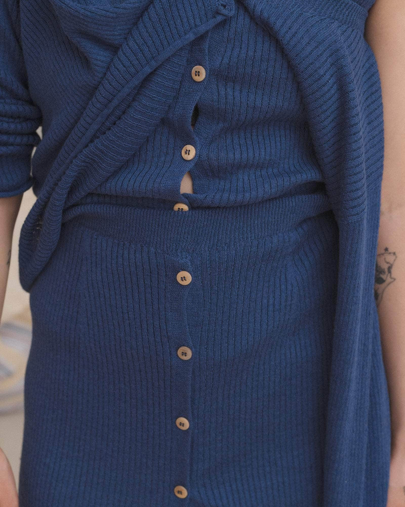 Drip Skirt - Linen Seacell Rib 5