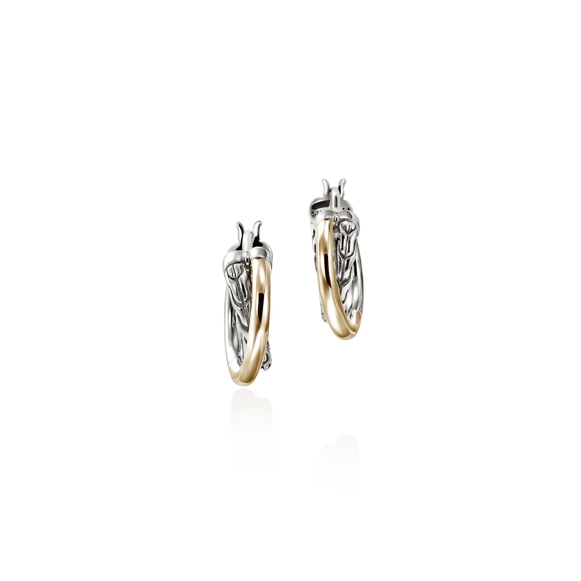 JH Essential Crossover Hoop Earring, Gold, Sterling Silver, 15MM - 1