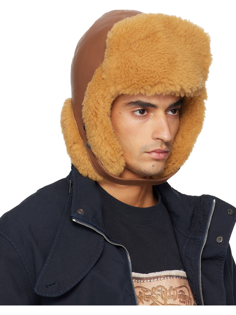 Acne Studios Brown Shearling Aviator Hat outlook