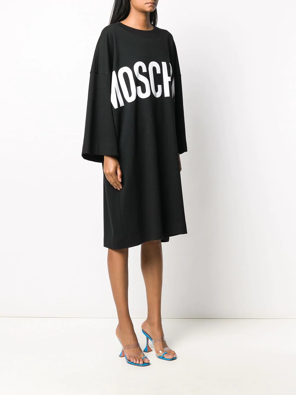 logo print oversized dress - 3