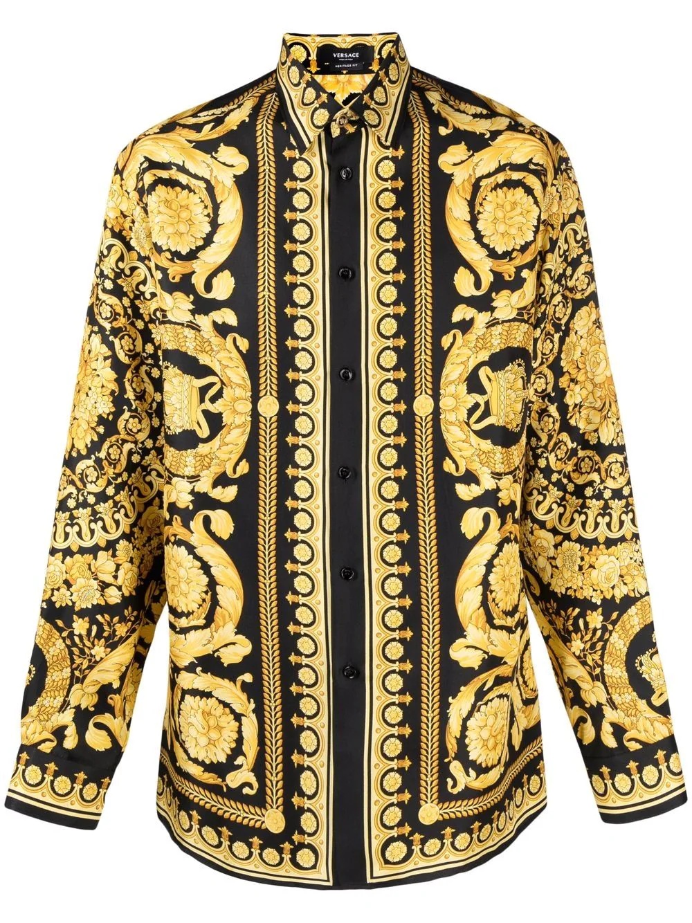 baroque-print silk shirt - 1