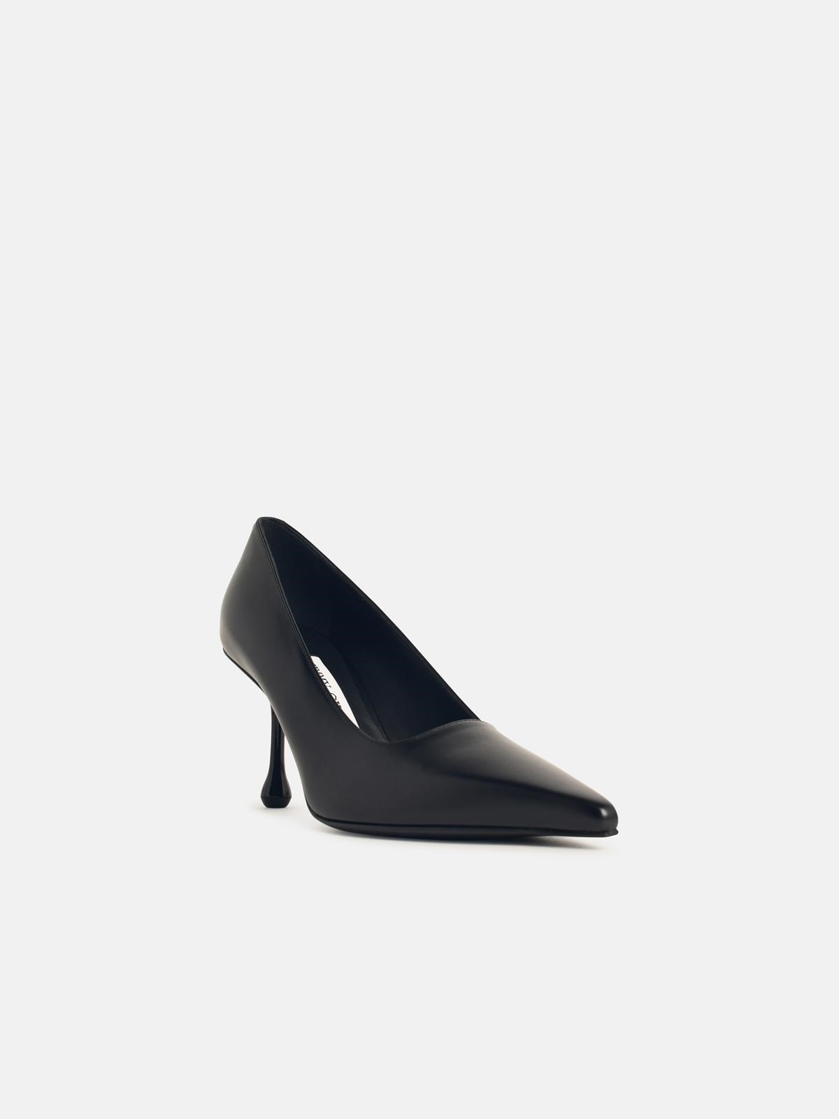 'IXIA 80' BLACK NAPPA LEATHER PUMPS - 2