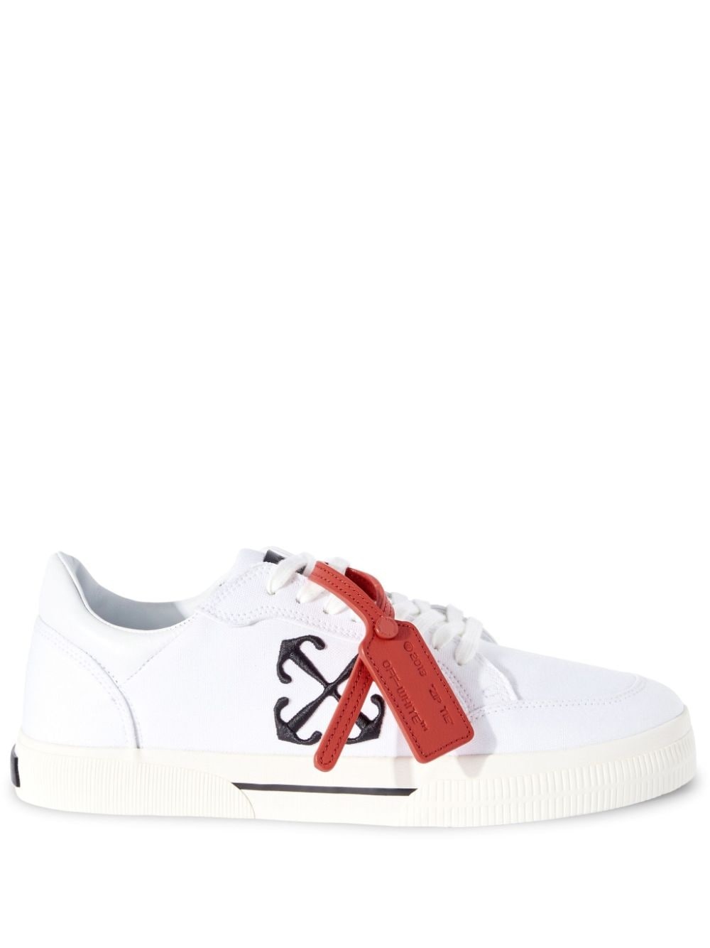 Vulcanized contrasting-tag canvas sneakers - 1