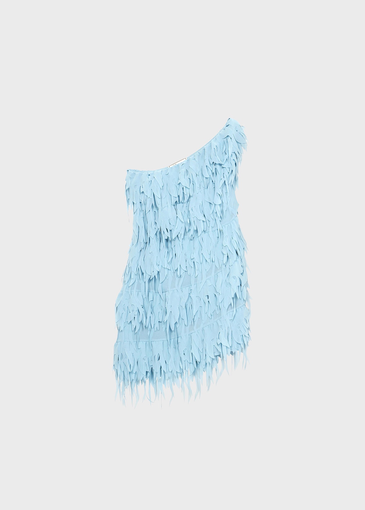 ASYMMETRIC DRESS IN GEORGETTE WITH FRINGES - 1