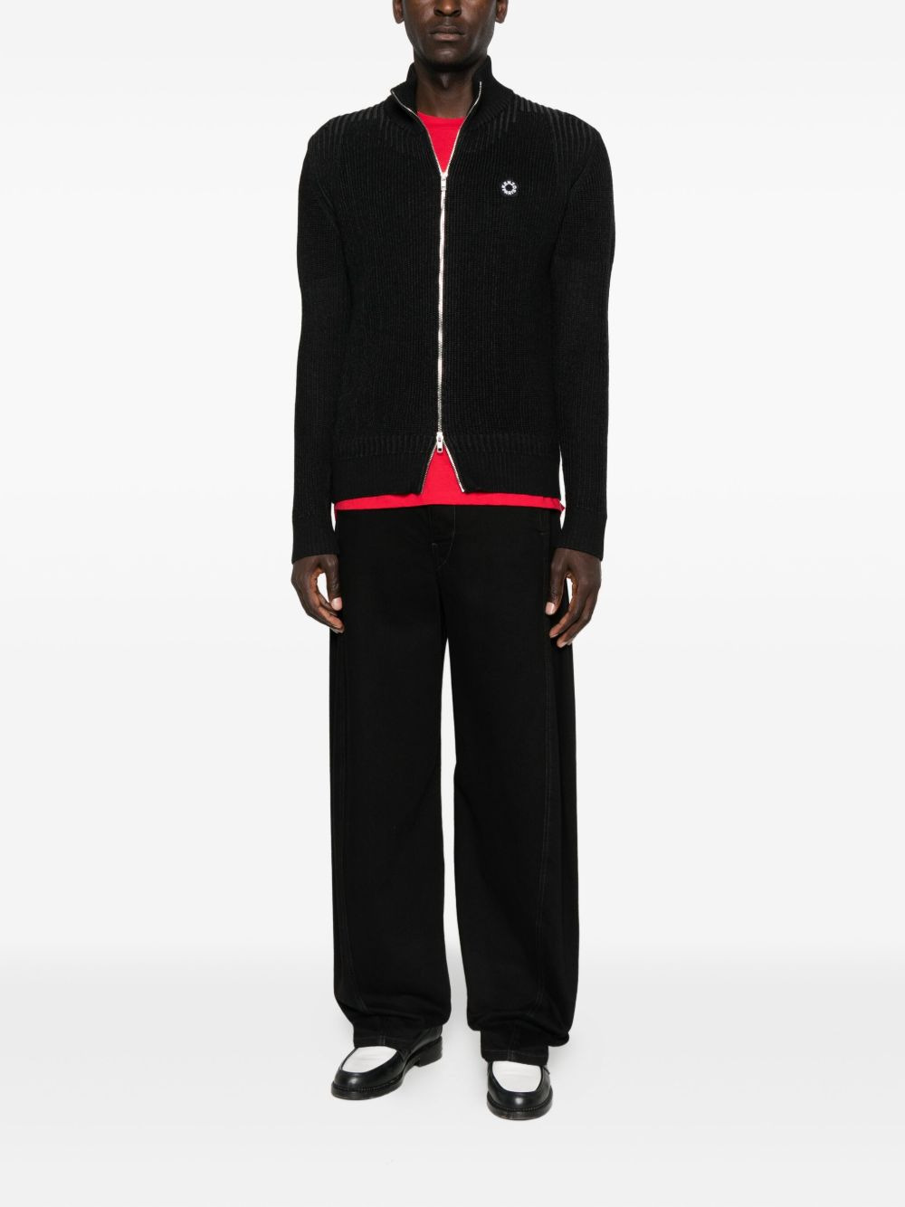 ribbed zip-up cardigan - 2