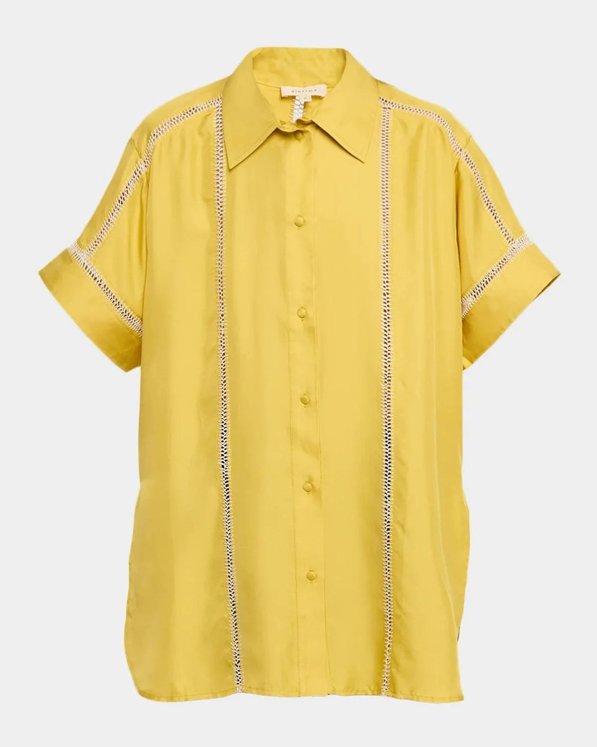 Timour Short-Sleeve Hand Stitched Silk Button-Down Shirt - 1